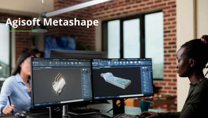 Agisoft Metashape - Robo Drone Tech - RoboDroneTech Professionals using Agisoft Metashape photogrammetry software on dual monitors to process aerial imagery into high-accuracy 3D models, demonstrating how the Best Drone Mapping Software supports advanced reconstruction, point cloud generation, and precision geospatial analysis for surveying, archaeology, and engineering applications.