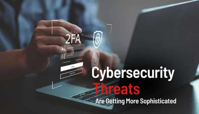 Cybersecurity Threats Are Getting More Sophisticated - Robo Drone Tech - RoboDroneTech Person interacting with a laptop displaying 2FA and cybersecurity icons, illustrating What Is Technology Update JotechGeeks and highlighting sophisticated cybersecurity threats and tech updates.
