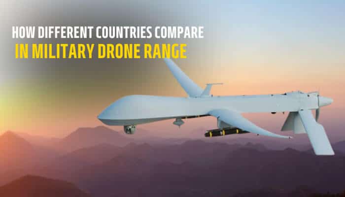 How Different Countries Compare in Military Drone Range - Robo Drone Tech - RoboDroneTech How Far Can a Military Drone Fly illustrating a high-endurance unmanned aerial vehicle operating over mountainous terrain during sunset, representing how different countries develop varying military drone ranges based on satellite communication systems, propulsion efficiency, and intelligence surveillance capabilities in modern defense strategies.