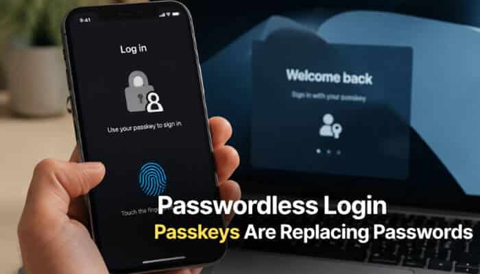 Passwordless Login Passkeys Are Replacing Passwords - Robo Drone Tech - RoboDroneTech What New Technology Is Coming to Scookietech: Passwordless login technology with passkeys replacing traditional passwords through biometric authentication, fingerprint security, device-based verification, and advanced cybersecurity innovations shaping the future of digital access in 2026.