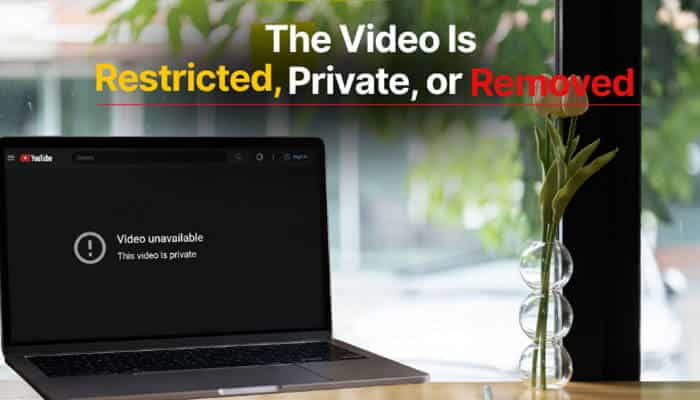 The Video Is Restricted Private or Removed - Robo Drone Tech - RoboDroneTech YouTube to MP4 Not Working – laptop displaying a "Video unavailable" and "This video is private" error, illustrating restricted, private, removed, or region-locked YouTube videos that cannot be converted to MP4.