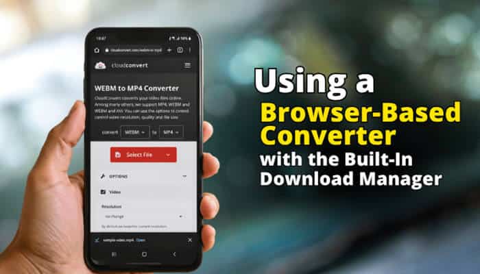 Using a Browser-Based Converter with the Built-In Download Manager - Robon Drone Tech - RoboDroneTech How to Convert YouTube to MP4 on iPhone and Android shown through a browser-based online converter interface on a smartphone, demonstrating file selection, format conversion options, and built-in download manager functionality for efficiently saving YouTube videos as MP4 files across both iOS and Android devices.