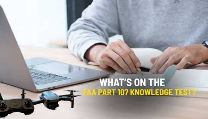 Whats on the FAA Part 107 Knowledge Test - Robo Drone Tech - RoboDroneTech FAA Part 107 Remote Pilot Certificate exam preparation with a drone, controller, laptop and study notes for the FAA UAG aeronautical knowledge test.